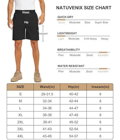 NATUVENIX Hiking Shorts Men, Quick-Dry Fishing Shorts for Men Lightweight Stretch Work Shorts Causal Travel