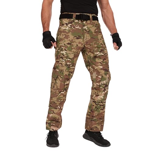 NATUVENIX G2 Combat Pants Men Rip-Stop Camo Pants Outdoor Tactical Pants for Men Multicam Mens Military Army Pants (No Pads)