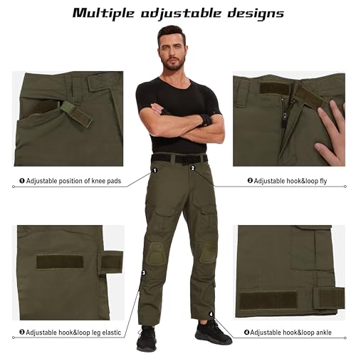 NATUVENIX G2 Combat Pants Men Rip-Stop Camo Pants Outdoor Tactical Pants for Men Multicam Mens Military Army Pants (No Pads)