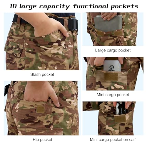 NATUVENIX G2 Combat Pants Men Rip-Stop Camo Pants Outdoor Tactical Pants for Men Multicam Mens Military Army Pants (No Pads)