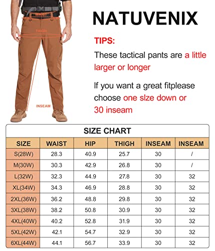 NATUVENIX Tactical Pants for Men, Water Resistant Hiking Cargo Pants Lightweight Outdoor Work Pants for Men Ripstop