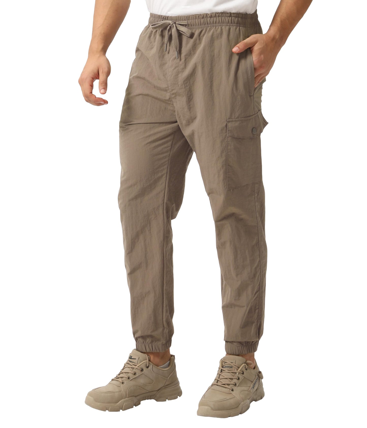 NATUVENIX Hiking Pants Men 27.5" Inseam Lightweight Cargo Joggers Pants Quick Dry Travel Casual Pants for Men with Drawstring