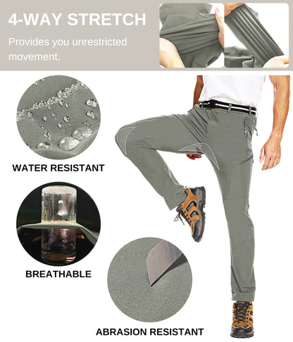 NATUVENIX Hiking Pants for Men, Quick Dry Travel Pants Men for Stretch Work Pants Lightweight Outdoor Pants Water-Resistant