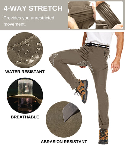 NATUVENIX Hiking Pants for Men, Quick Dry Travel Pants Men for Stretch Work Pants Lightweight Outdoor Pants Water-Resistant