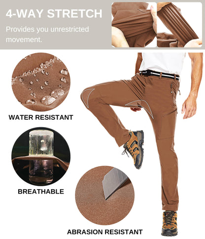 NATUVENIX Hiking Pants for Men, Quick Dry Travel Pants Men for Stretch Work Pants Lightweight Outdoor Pants Water-Resistant